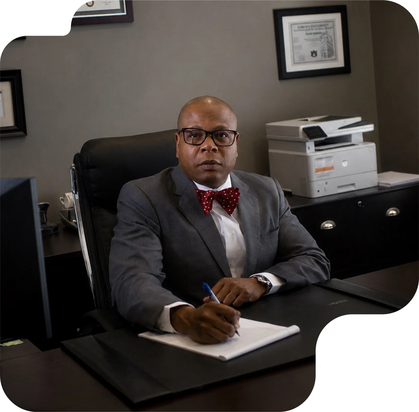 Saafir Malik at the Jones Accounting Group office in Montgomery, Alabama